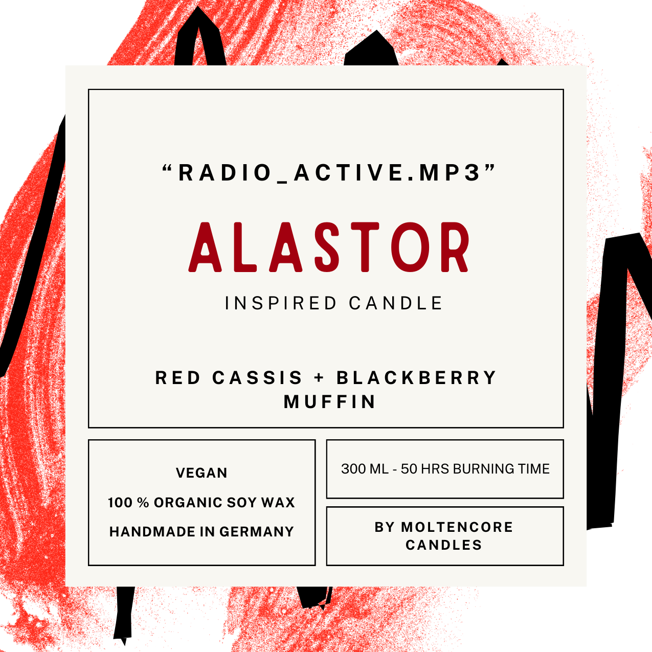 ALASTOR inspired candle - 'Radio-Active.mp3' Hazbin Hotel inspired soy candle 300 ML