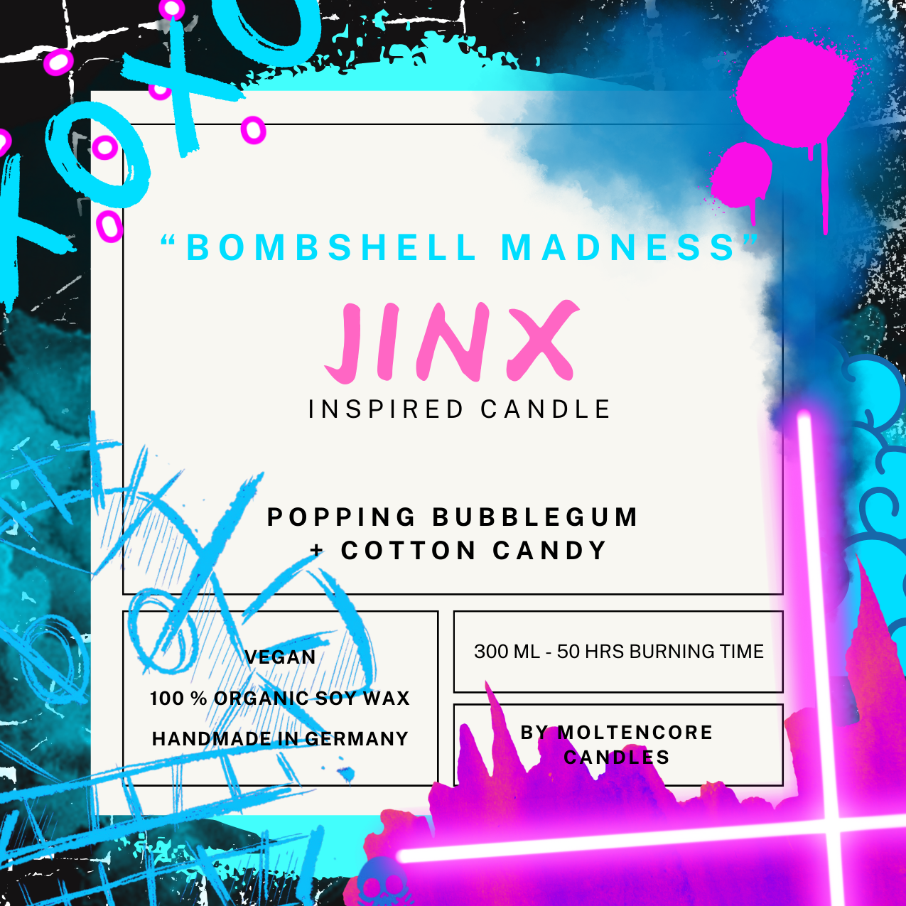 JINX inspired candle - 'Bombshell Madness' ARCANE inspired soy candle 300 ML