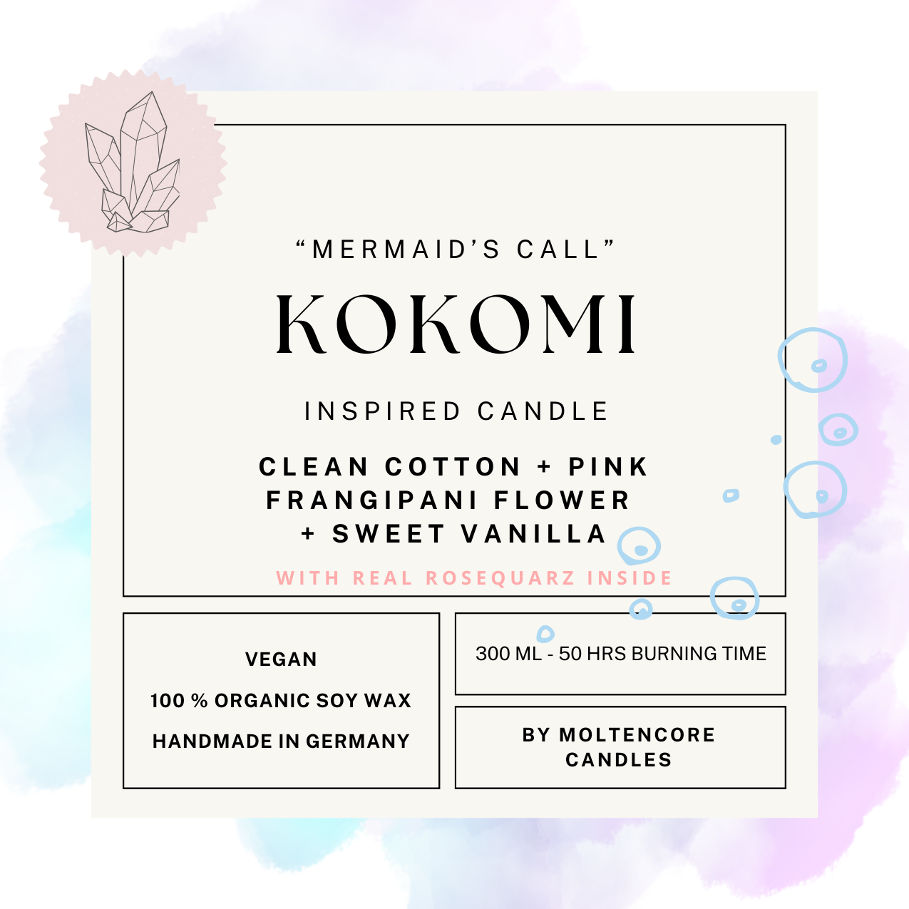 Kokomi inspired candle - 'Mermaid's Call' Genshin Impact inspired soy Candle 300ml