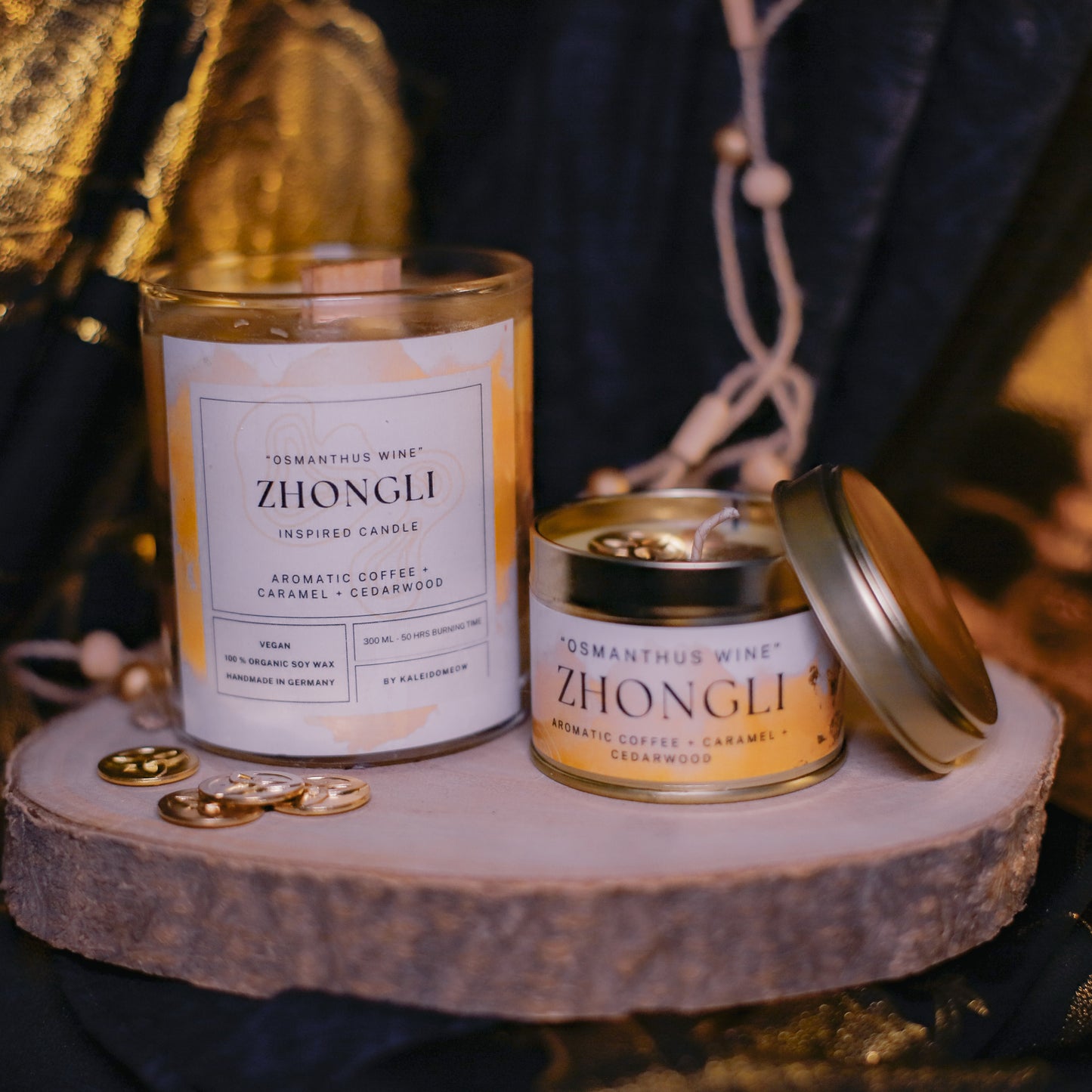 ZHONGLI inspired candle - 'Osmanthus Wine' - Genshin inspired scented candle 300 ML