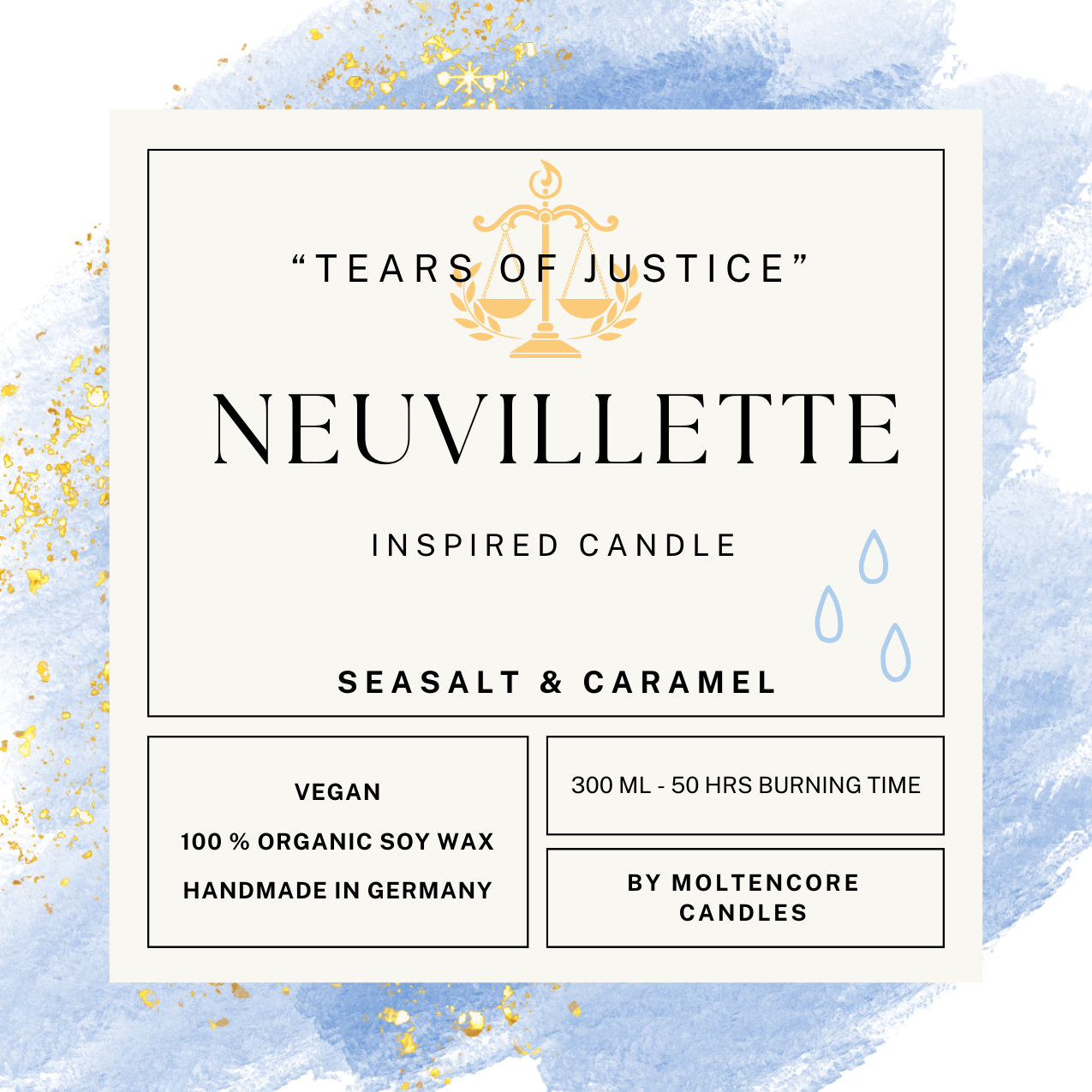 Neuvillette inspired candle - 'Tears of Justice' Genshin inspired scented candle 300 ML