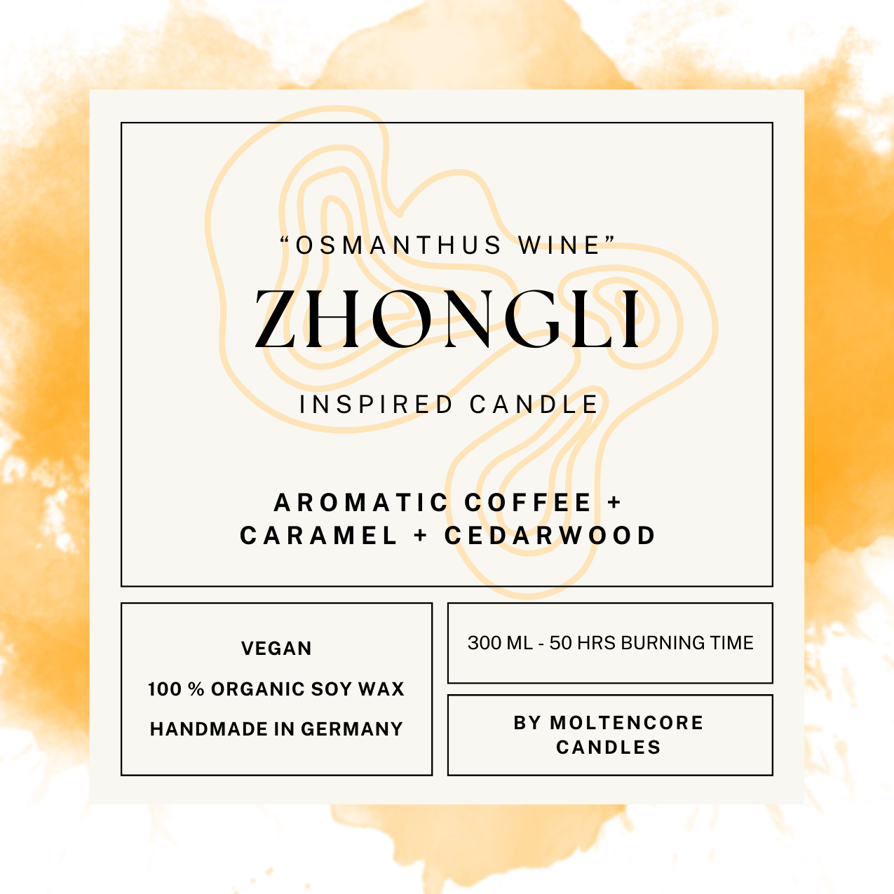 ZHONGLI inspired candle - 'Osmanthus Wine' - Genshin inspired scented candle 300 ML