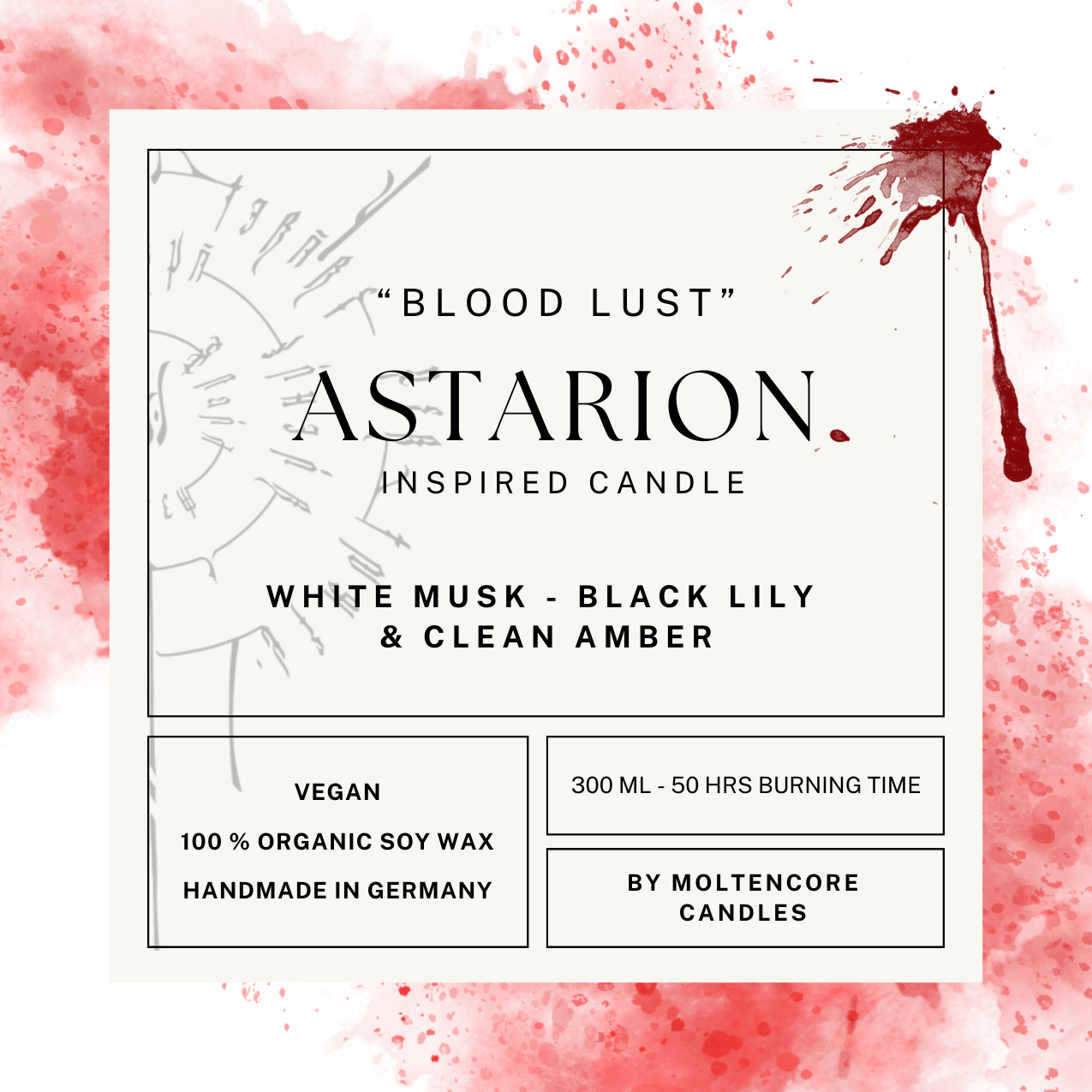 Astarion inspired candle - 'Blood Lust' Baldurs Gate 3 inspired soy Candles 300 ML