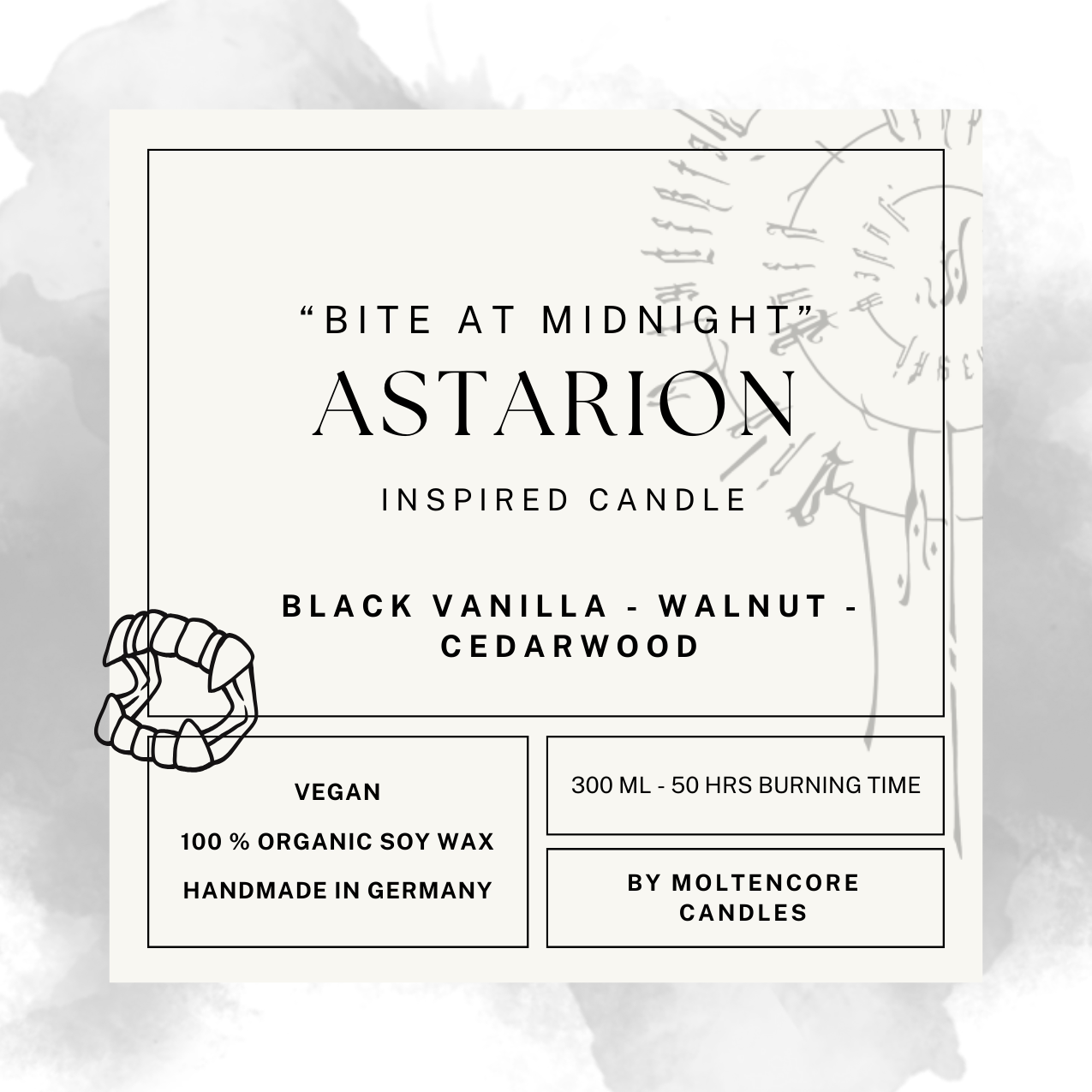 Astarion inspired candle - 'Bite at Midnight' Baldurs Gate 3 inspired soy Candles 300ml