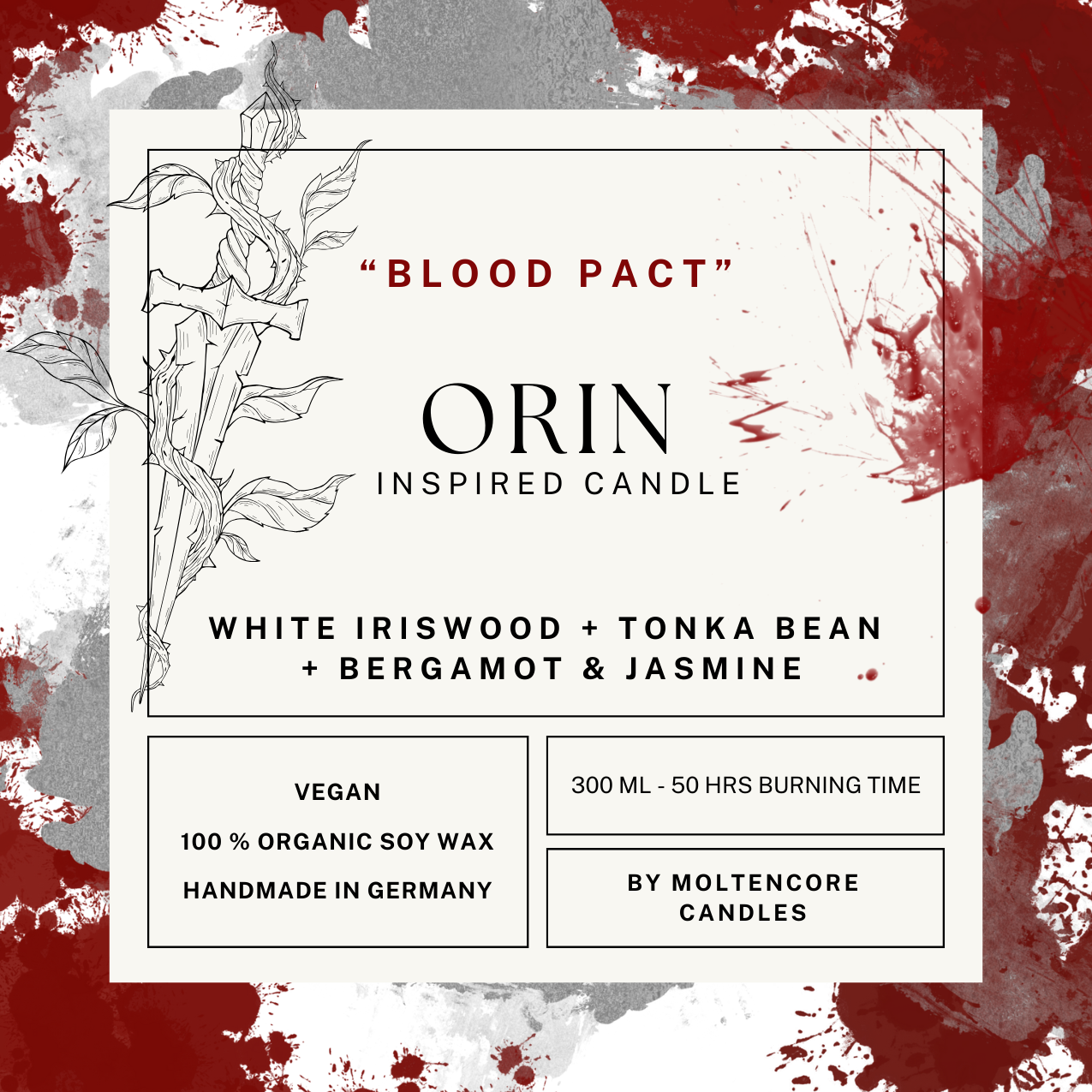 Orin inspired candle - 'Blood Pact' Baldurs Gate 3 inspired soy Candles 300 ML