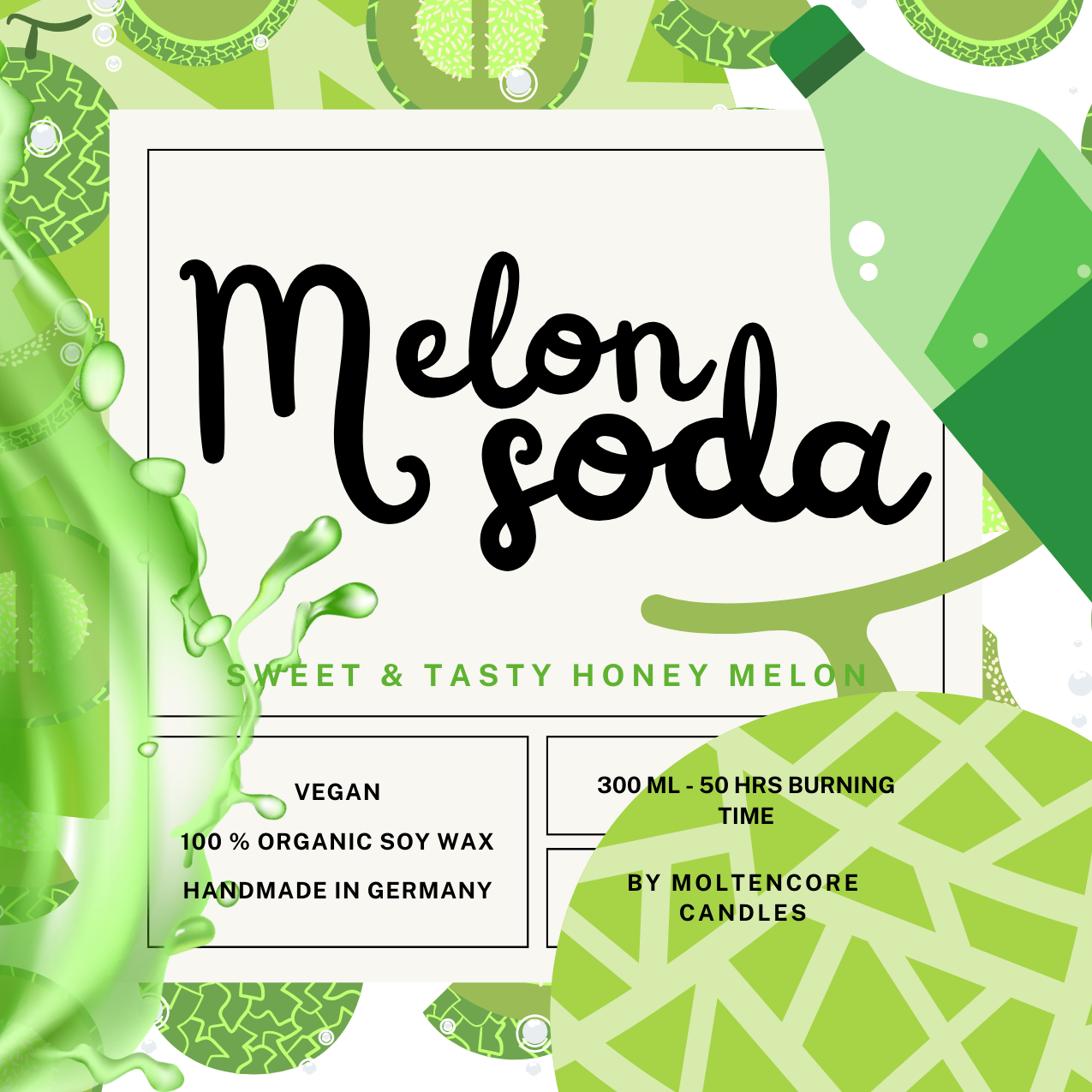 Melon Soda - Delicious Drinks inspired soy candle 300 ML