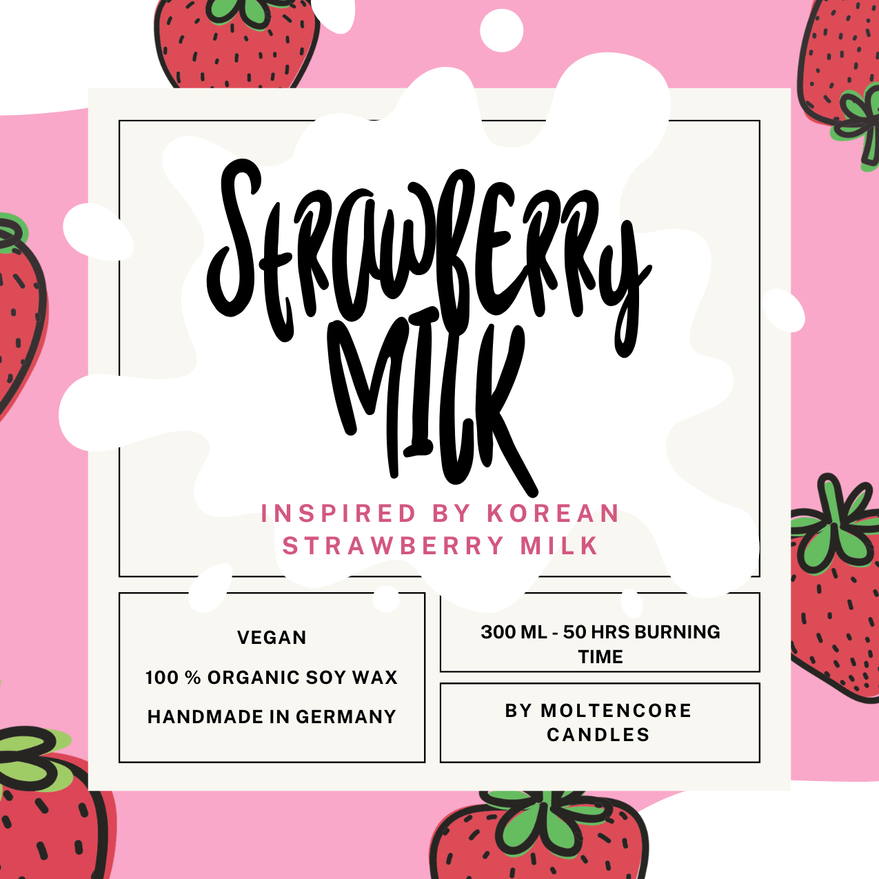 Strawberry Milk - Delicious Drinks inspired soy candle 300 ML