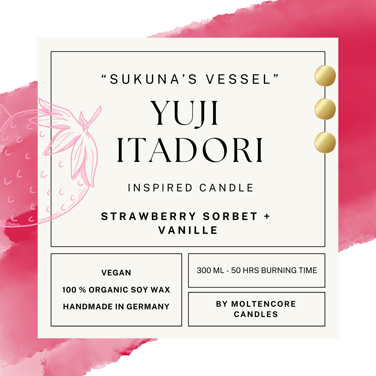 YUJI ITADORI inspired candle - 'Sukuna's Vessel' Jujutsu kaisen inspired soy candle 300 ML